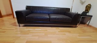 Sofá 3 plazas polipiel marrón