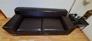 Sofá 3 plazas polipiel marrón