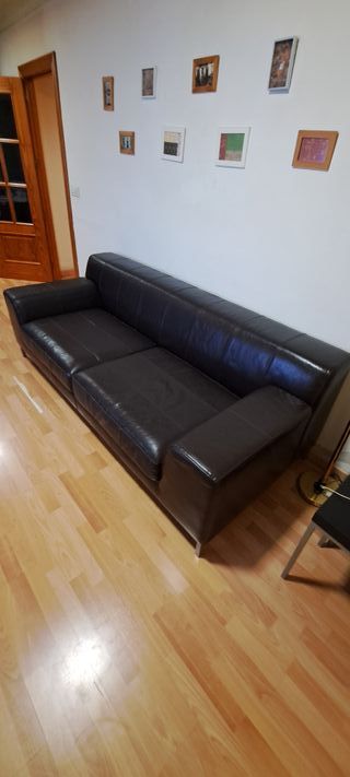 Sofá 3 plazas polipiel marrón