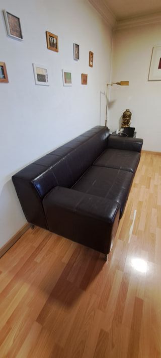 Sofá 3 plazas polipiel marrón