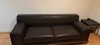 Sofá 3 plazas polipiel marrón