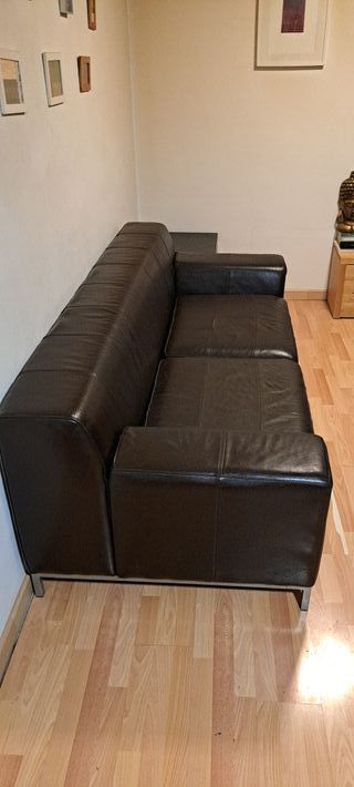 Sofá 3 plazas polipiel marrón
