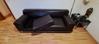 Sofá 3 plazas polipiel marrón