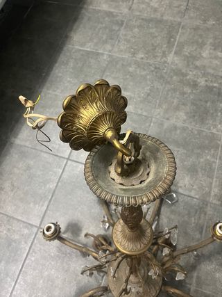 Lámpara de cobre con lágrimas de cristal