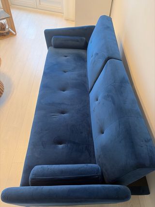 Sofá-cama 3 plazas azul terciopelo