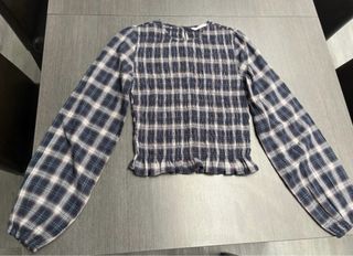 Blusa Stradivarius cuadros manga larga
