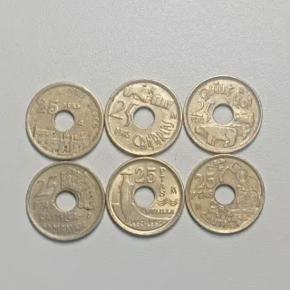 Lote 11 monedas 25 pesetas España