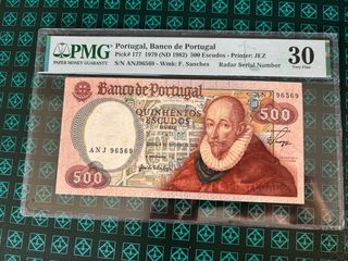 Nota Portugal 500 Escudos Radar Capicua