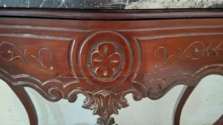 Consola antigua mármol y madera