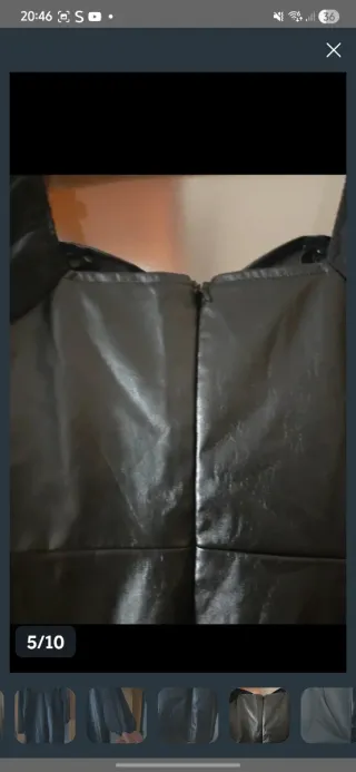 Vestido Midi Negro Efecto Cuero | Mangas Gasa