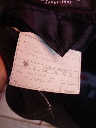 Cappotto Corneliani Uomo Lana Cashmere Grigio 50