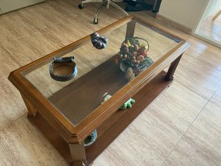 Mesa Centro Madera y Cristal