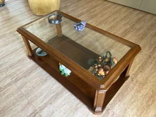 Mesa Centro Madera y Cristal