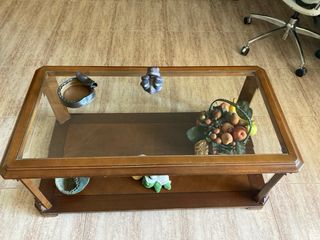 Mesa Centro Madera y Cristal