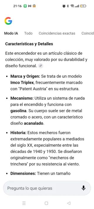 Mechero IMCO TRIPLEX Gasolina Vintage