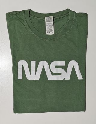 NASA Worm Logo T-Shirt Camiseta Verde talla M