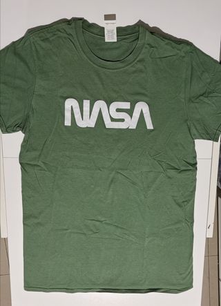 NASA Worm Logo T-Shirt Camiseta Verde talla M