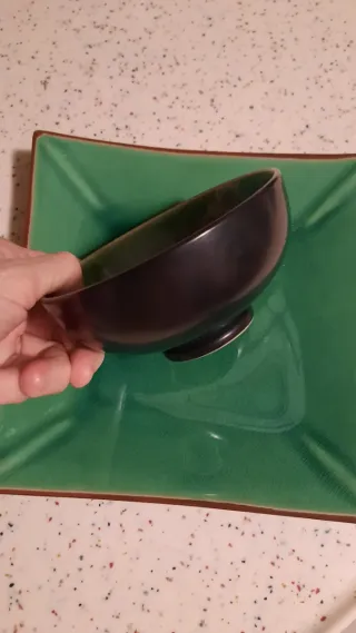 Set Ciotola e Piatto Quadrato Ceramica craquelè