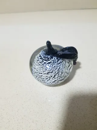 Mela decorativa in vetro Murano dorato trasparente