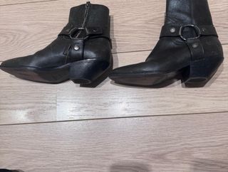 Botines Saint Laurent Piel Negro Hebillas Talla 35