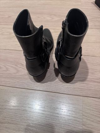 Botines Saint Laurent Piel Negro Hebillas Talla 35