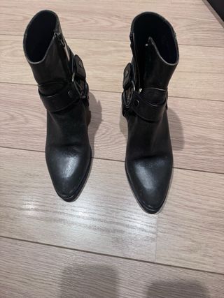Botines Saint Laurent Piel Negro Hebillas Talla 35