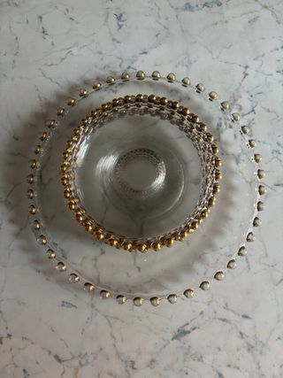 Set 6 Piatti Vetro Dorati Bordati