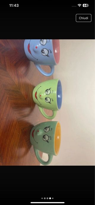 Set 6 Tazzine Caffè Stile Ammaccato + 5 Faccine