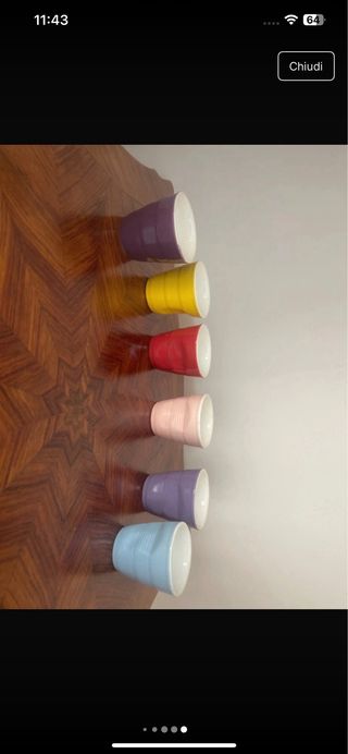 Set 6 Tazzine Caffè Stile Ammaccato + 5 Faccine