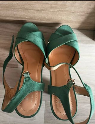 Sandalias verdes tacón plataforma