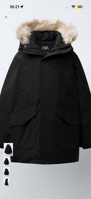 Abrigo largo plumífero Zara