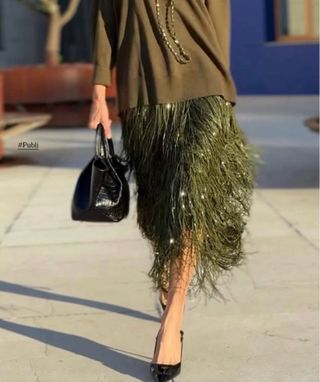 Falda Flecos Lentejuelas Collection Zara - Nueva