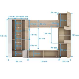 Mueble salón TV madera y blanco