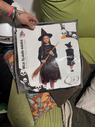 Disfraz Bruja Telaraña Naranja Talla 7-9