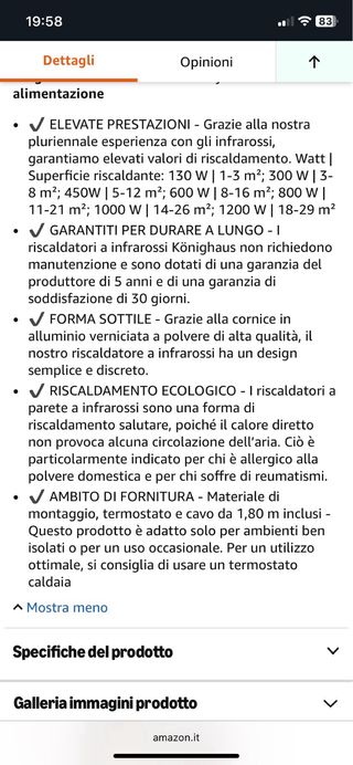 Riscaldatore a infrarossi Könighaus (Stufetta)