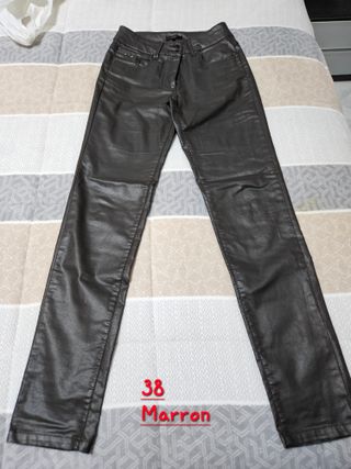 Pantalón polipiel marrón ESPRIT mujer