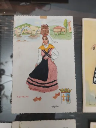 Postales antiguas bordadas