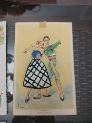 Postales antiguas bordadas