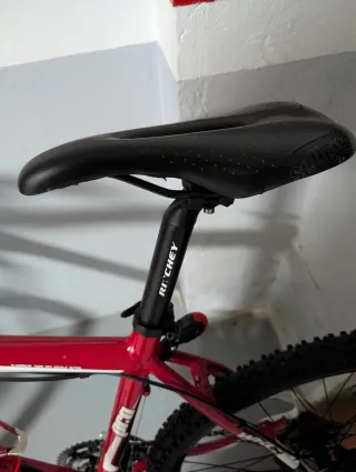 Bicicleta de montaña roja y blanca