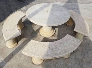 Conjunto Mesa y Bancos Jardín Piedra