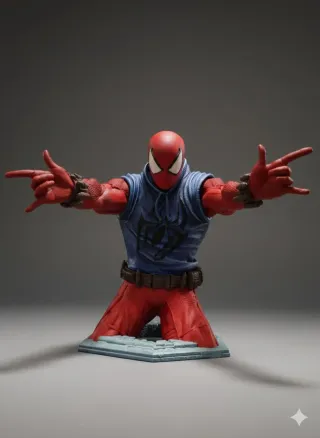 Busto Homem-Aranha Escarlate Pintado à Mão