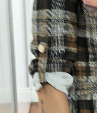 Vestido de cuadros marrón y multicolor