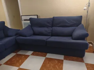 Sofá 3 y 2 plazas azul