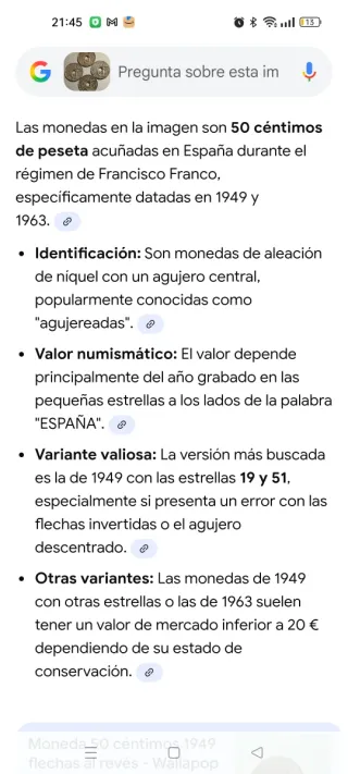 4 Monedas 50 cts España 1949