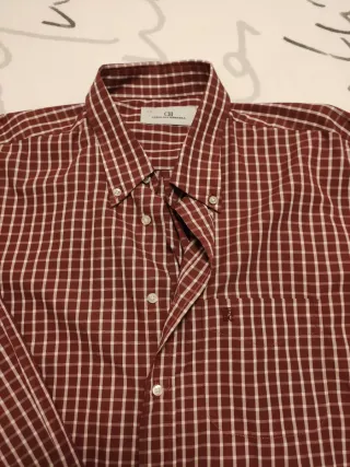 Camisa CH Hombre Cuadros Rojo y Blanco