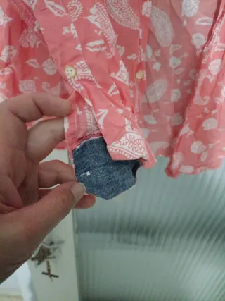 Camisa Zara Estampada Rosa Talla L