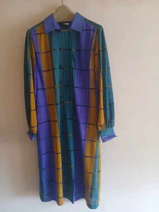 Vestido a cuadros morado y verde