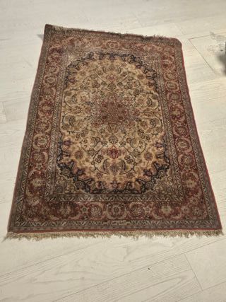 Tappeto persiano beige e marrone in lana