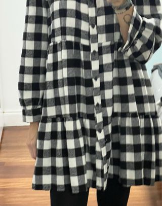 Vestido cuadros blanco y negro talla única