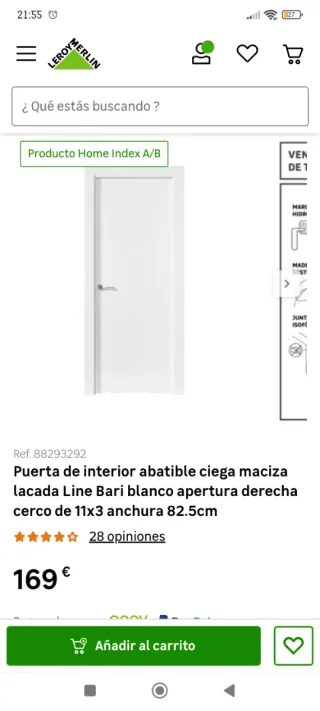 Puerta interior blanca Line Bari